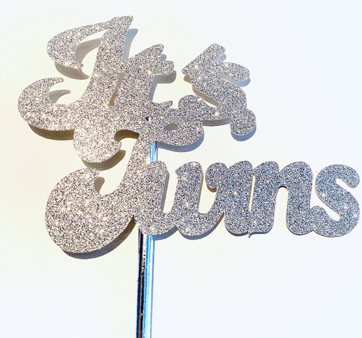 Taarttopper| Cake topper| Baby | Its twins| zilver glitter|14 cm| karton